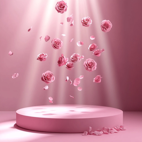 深粉渐变玫瑰背景展示台