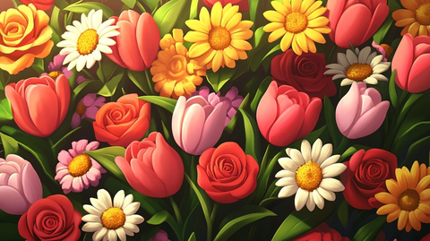 玫瑰郁金香雏菊向日葵百合花束