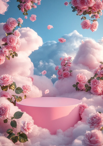粉色云朵与玫瑰