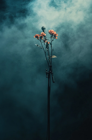 麦克风上的花朵