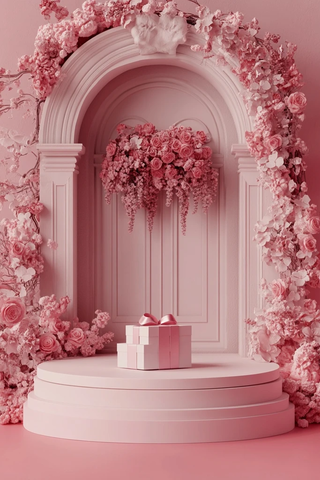 情人节礼物盒与花门