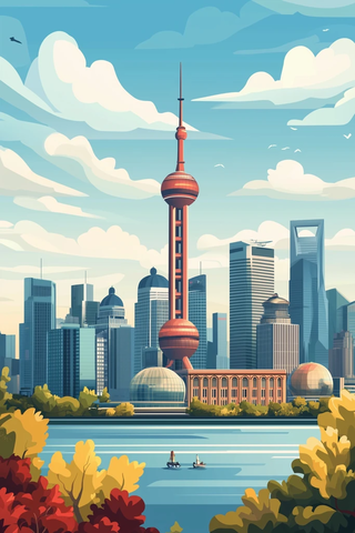 东方明珠塔周边现代建筑城市景观