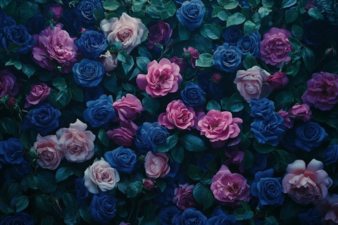 玫瑰与蓝紫色背景