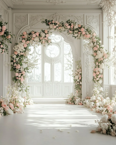 白色背景婚纱摄影场景