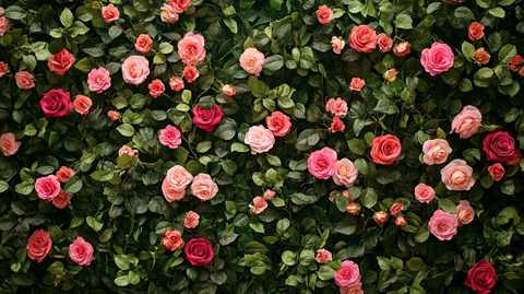 玫瑰与木槿花墙装饰