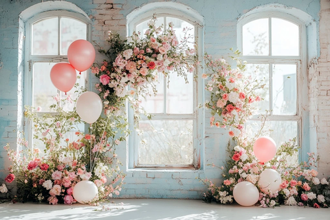 花拱窗边摄影背景