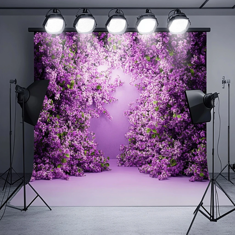 紫色花墙摄影棚