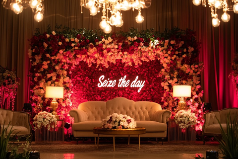 红玫瑰与白花环的舞台