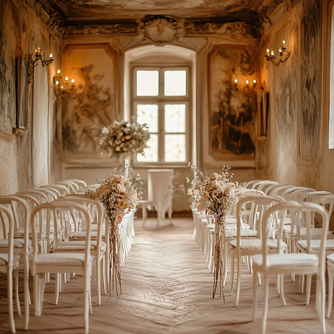 城堡小房间婚礼椅装饰细节