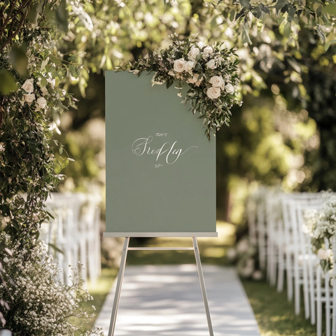 户外婚礼橄榄绿指示牌