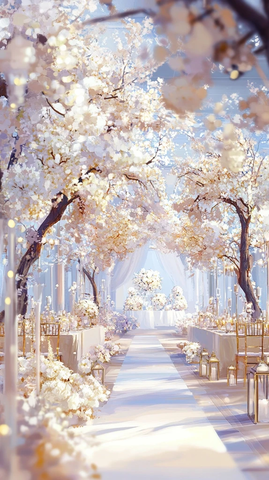 婚礼现场白色花艺装饰