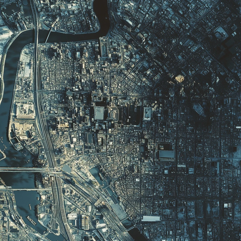 城市鸟瞰全景展示繁华市区景象