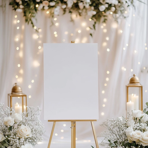 空白画布与干花婚礼背景