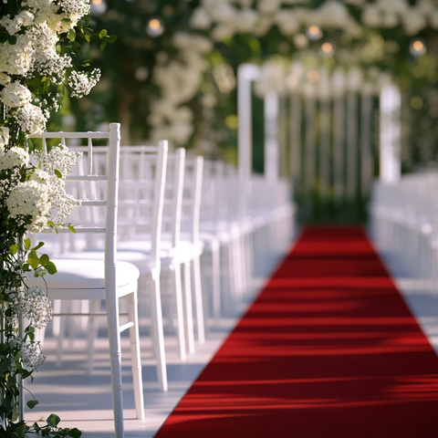 白色婚礼椅与红毯
