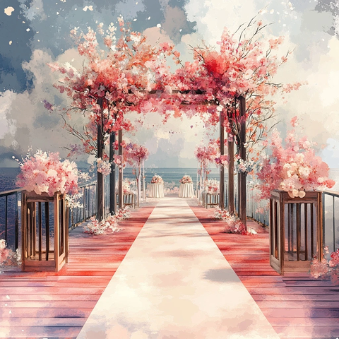 3D动画水彩婚礼背景