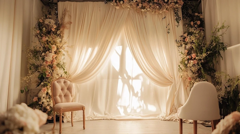 奶油色窗帘背景