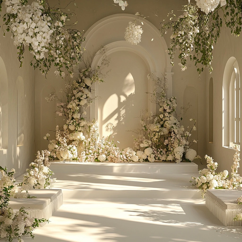 白色婚礼花坛室内布置