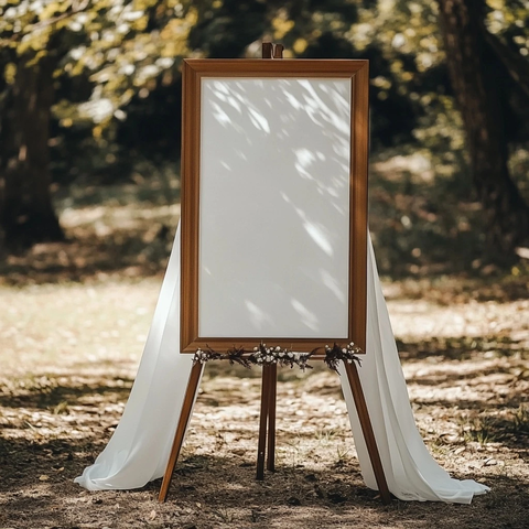 婚礼欢迎牌棕色画架