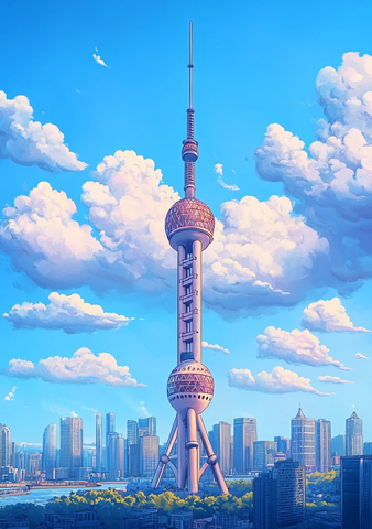 东方明珠塔的城市景观