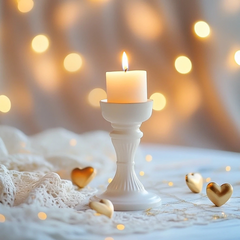 白色餐桌与金色装饰