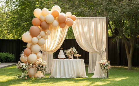 生日派对象牙窗帘户外场景