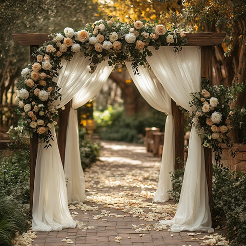 白色薄纱婚礼拱门