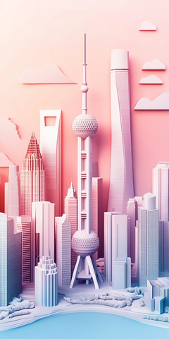 东方明珠塔及周边高楼的城市景观