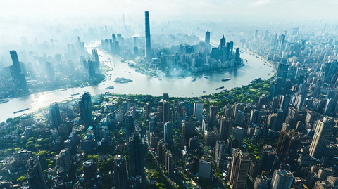 现代化都市鸟瞰全景图