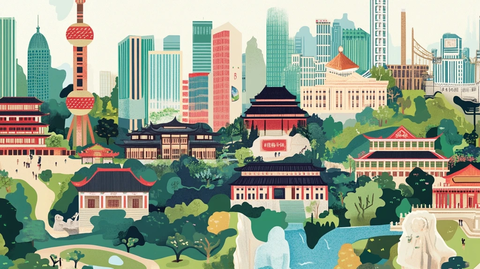 现代建筑与传统建筑融合的城市景观