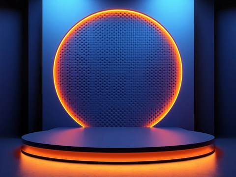 圆形讲台橙色背景工业风格