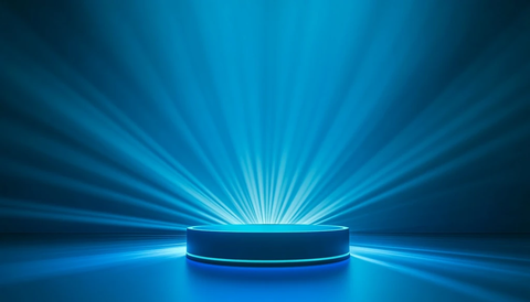 蓝色光射线科技展示台