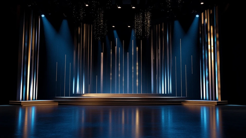 舞台低光蓝黑香槟金