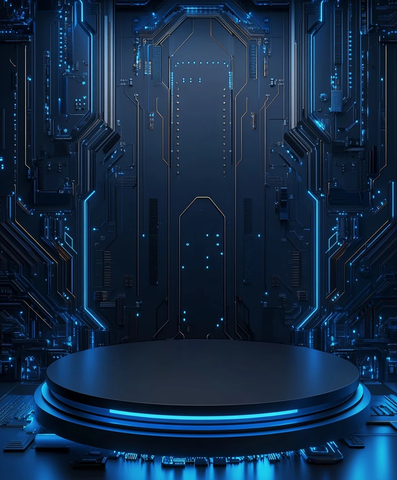 蓝色背景与电路板元素