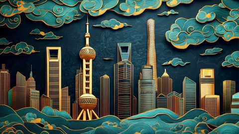 城市建筑剪影上海地标东方明珠等