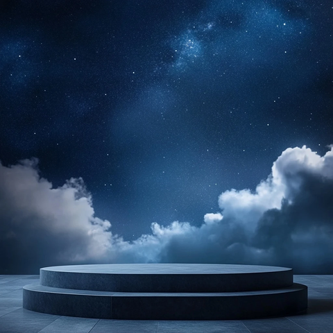 夜空下的空讲台