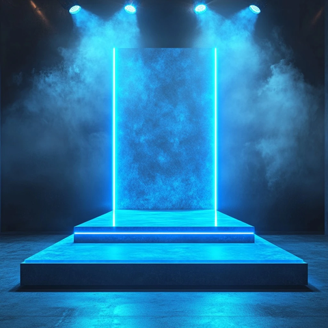 颁奖台与蓝色灯光