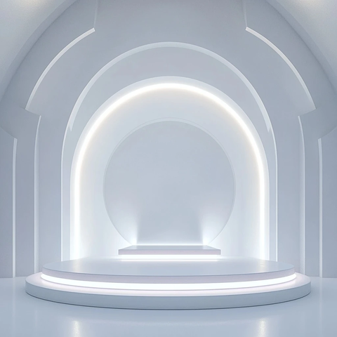 白色圆形展示台