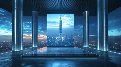 方柱屏幕展示3D电视塔