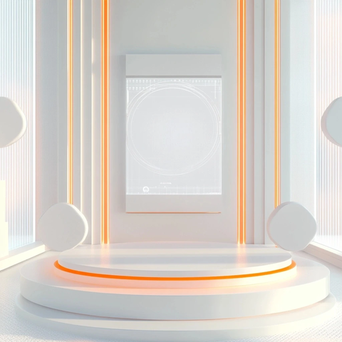 白色几何形状与圆形平台