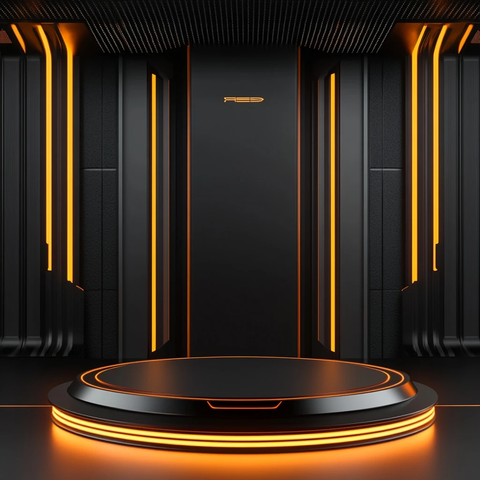 科技讲台黑橙背景