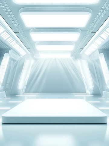 白色展示台与聚光灯