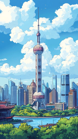 东方明珠塔及周边城市建筑景观