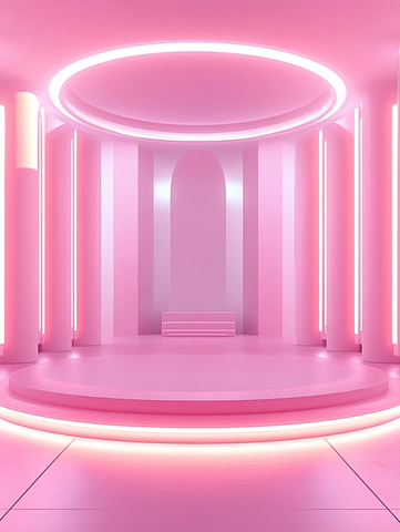 粉色圆形展台