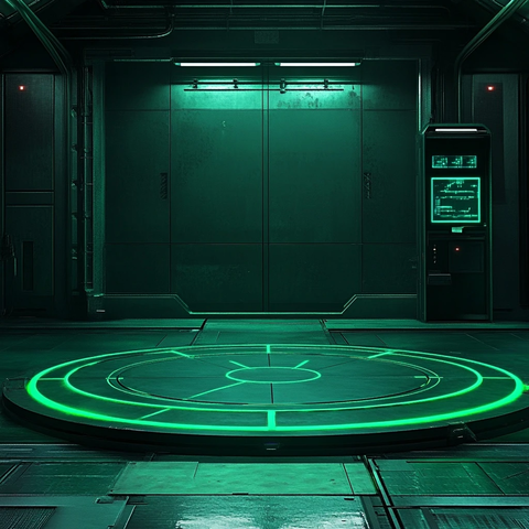 绿色舞蹈舞台与破碎圆圈