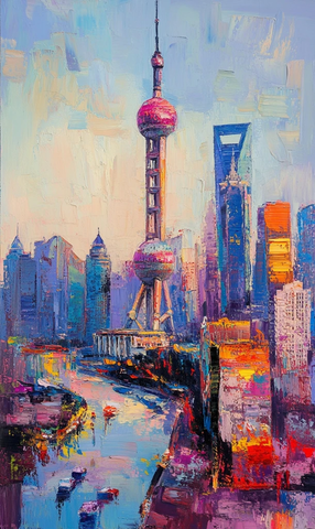 东方明珠塔下的城市风光