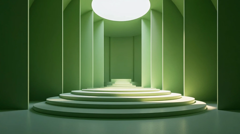 绿色圆形舞台中心对称