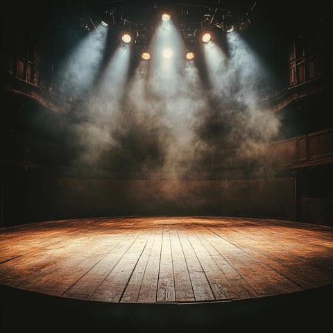 空荡舞台与聚光灯