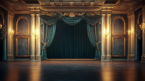 天鹅绒窗帘与华丽柱子