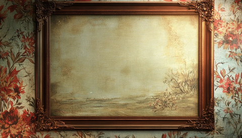 空置复古深色木制相框