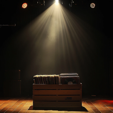 舞台上的黑胶唱片箱